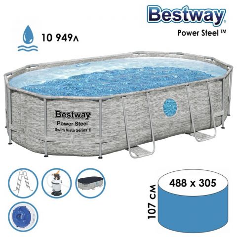 Бассейн каркасный Bestway Power Steel 488 x 305 x 107 см (56946)