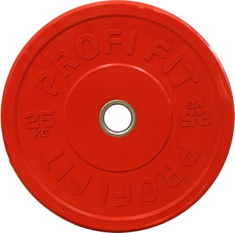 Диск для штанги каучуковый, цветной D51 мм PROFI-FIT 25 кг