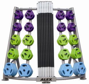 Стойка для бодипампов AeroFIT RK-BPS-20B (на 16 комплектов, платиновая)